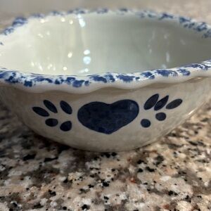 Blue and white, Heart shaped Ceramic Bowl, splatter paint, serving, keys bowl